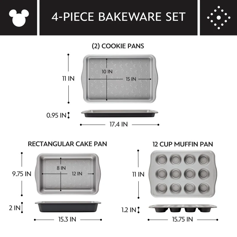 4-Piece Cake, Muffin, and Cookie Pan Set - Image 3