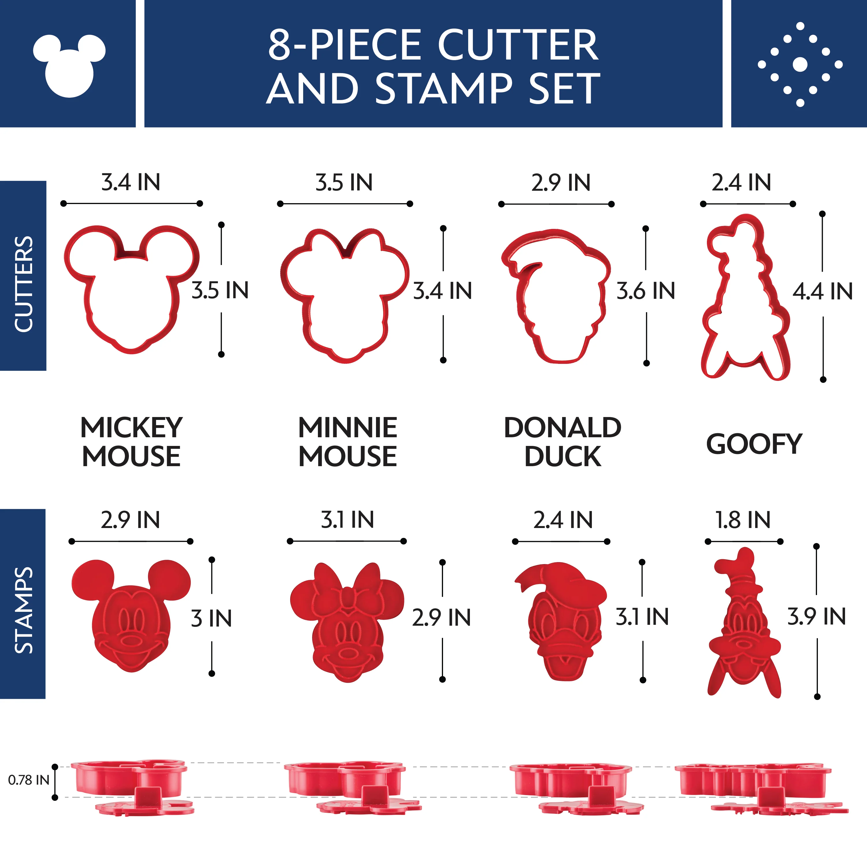 Bake with Mickey Mouse 8-Piece Cookie Cutter and Stamp Set - Image 7