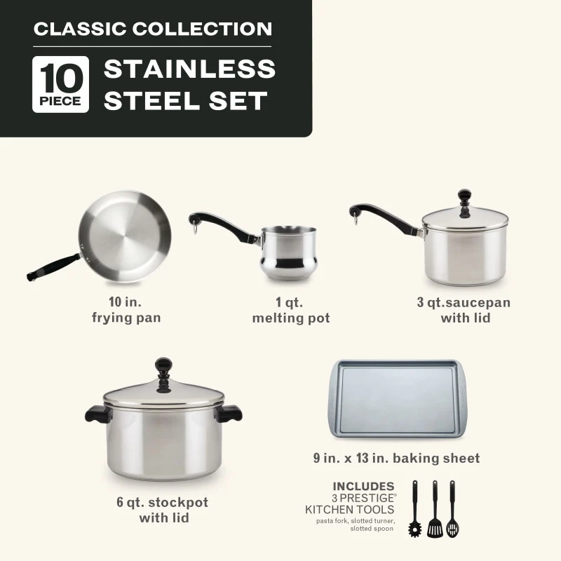 10-Piece Stainless Steel Classic Series Cookware Set - Image 3