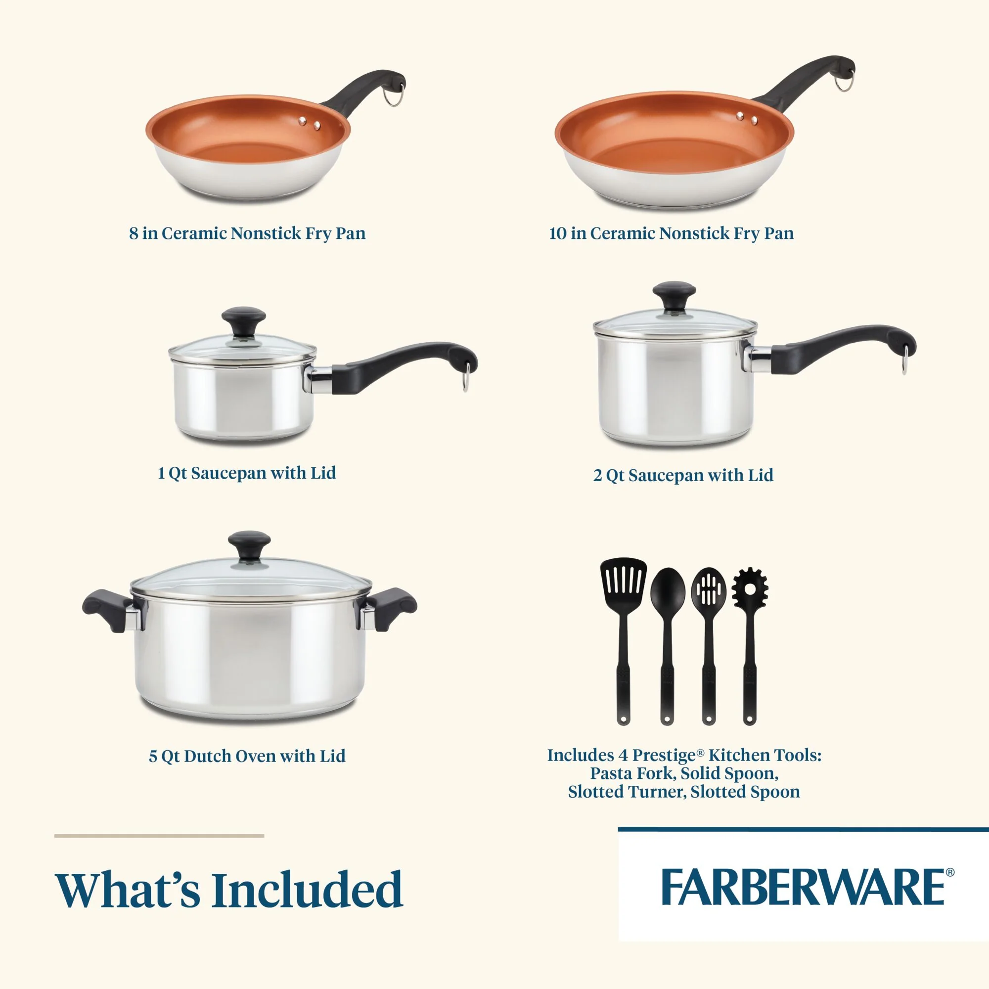 Classic Traditions Ceramic Stainless Steel 12-Piece Cookware Set - Image 9