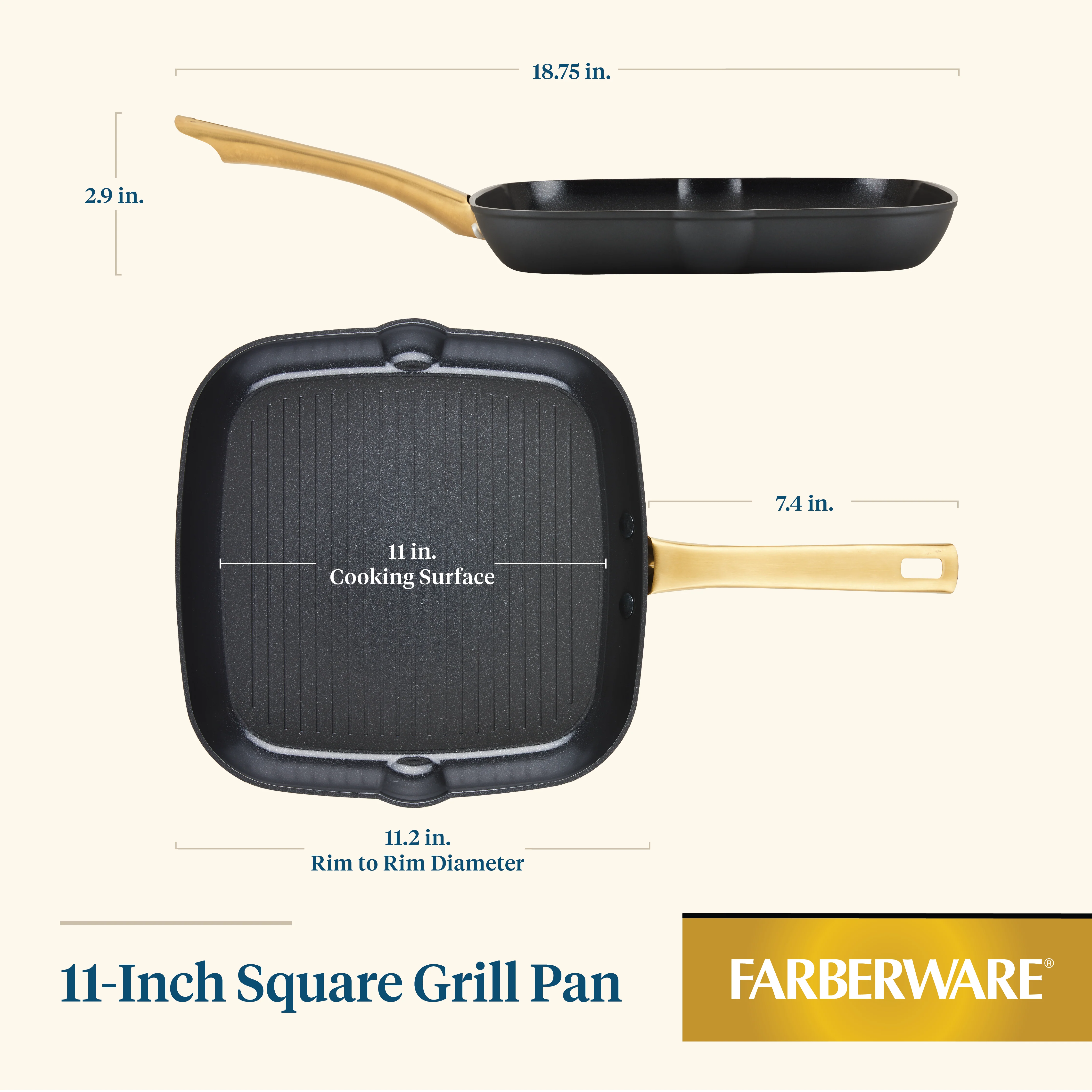 Forged Induction Ceramic 11-Inch Square Grill Pan - Image 9