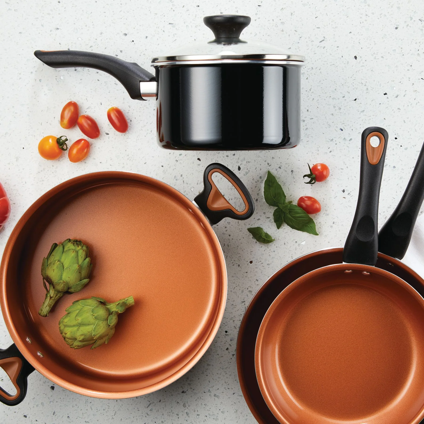 9.25" & 11.25" Copper Ceramic Nonstick Frying Pan Set - Image 7