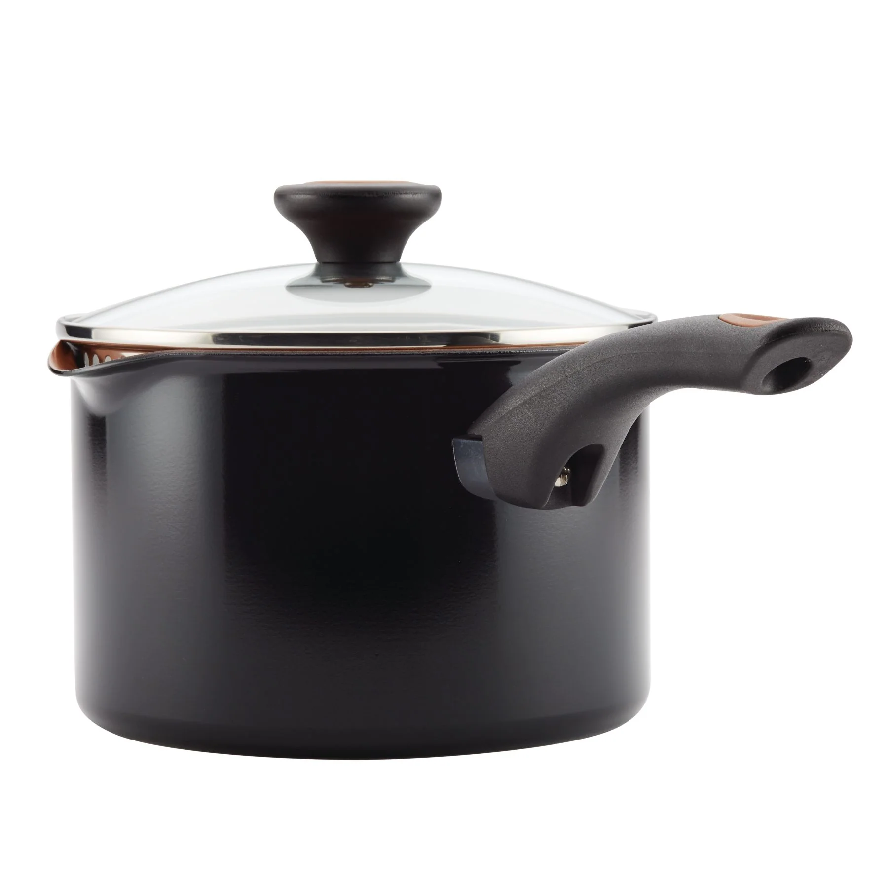 3-Quart Copper Ceramic Nonstick Straining Saucepan - Image 3