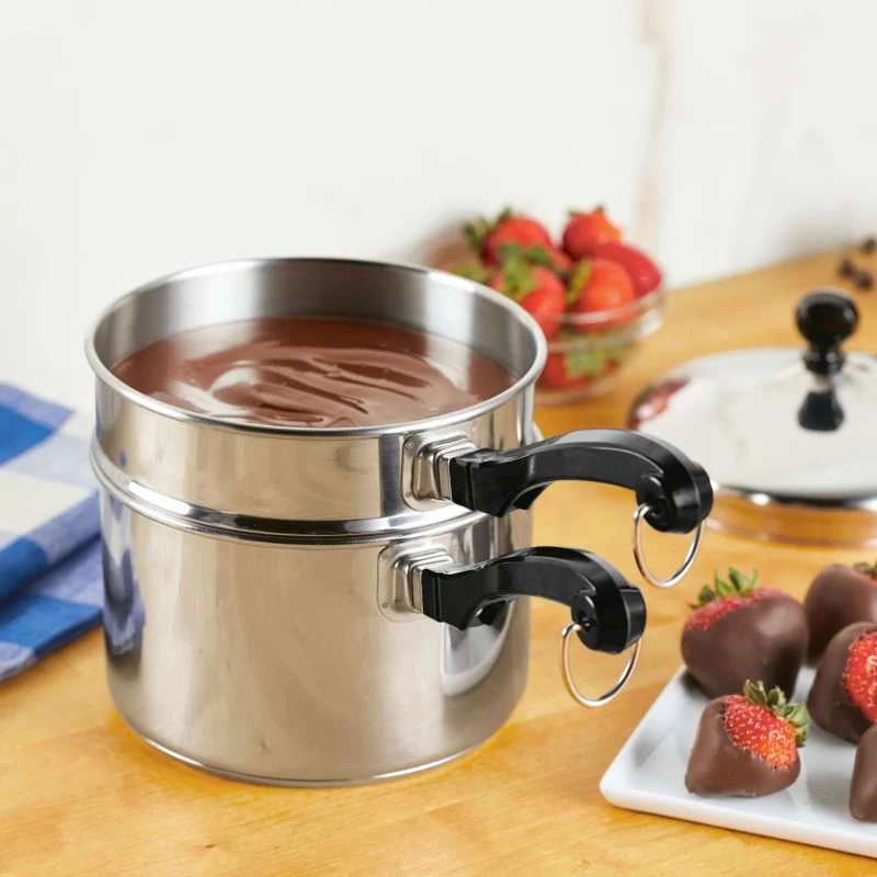 Classic Series Stainless Steel 2-Qt. Covered Saucepan With Double Boiler Insert - Image 3