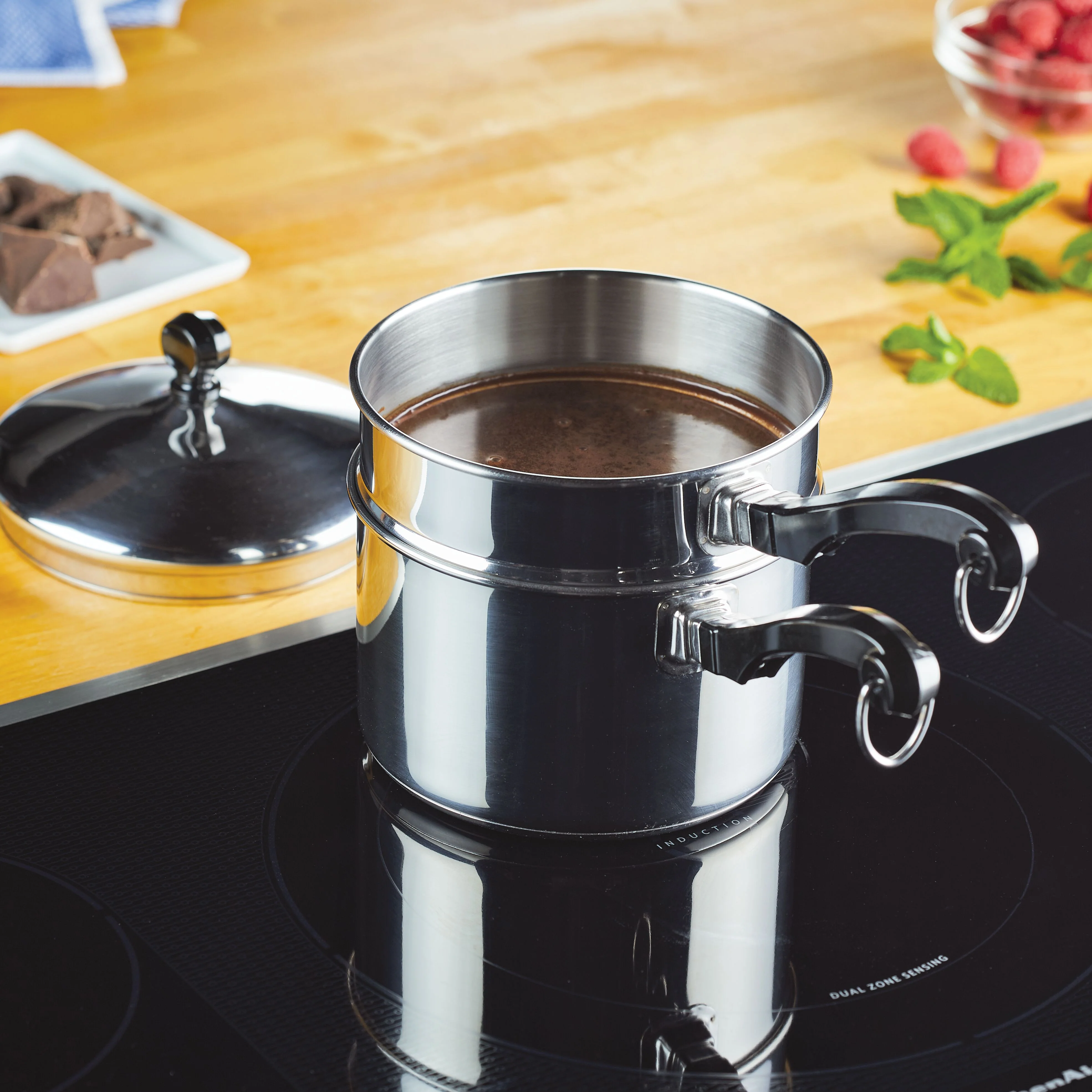 Classic Series Stainless Steel 2-Qt. Covered Saucepan With Double Boiler Insert - Image 6
