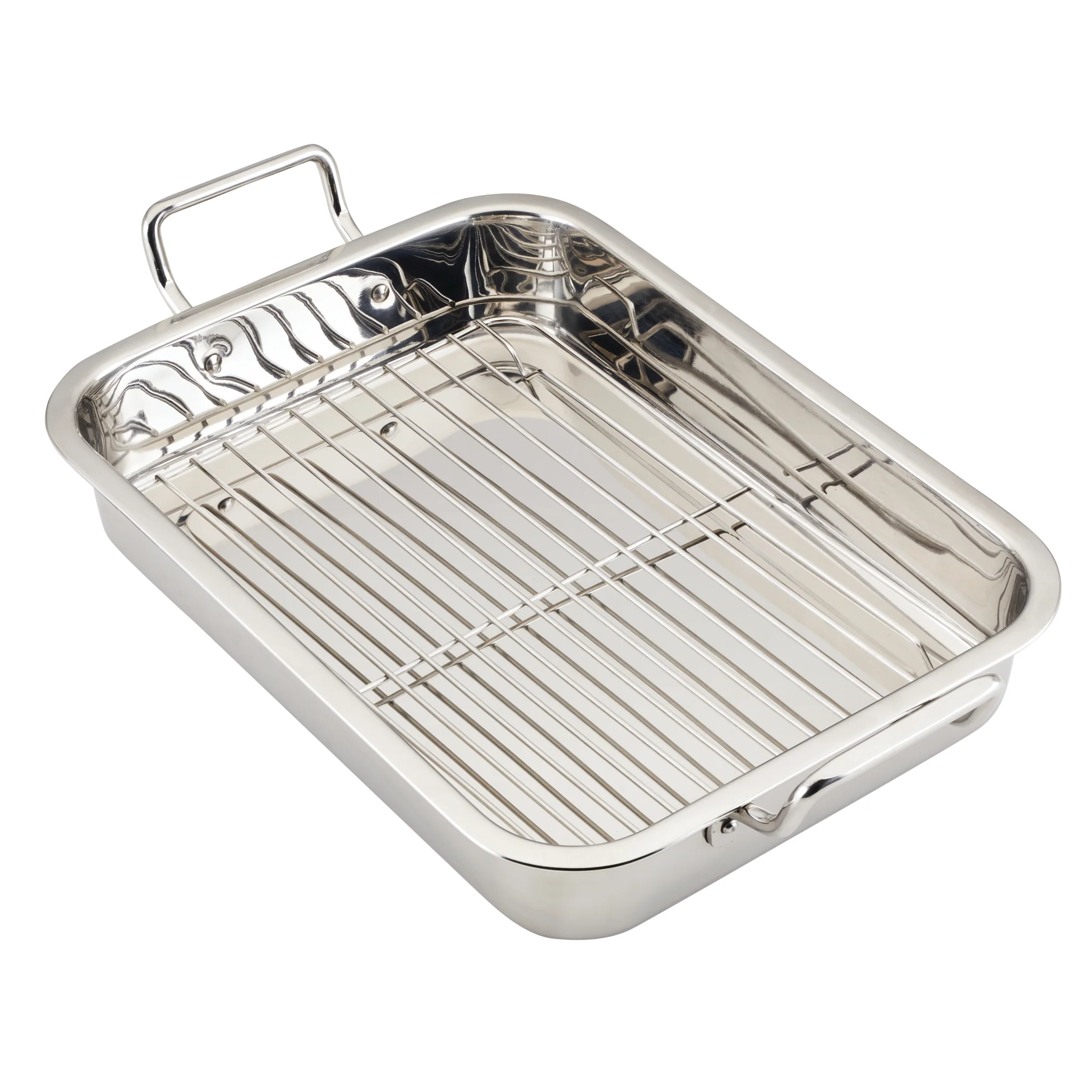 17" x 12.25" Stainless Steel Roaster with Rack - Image 6