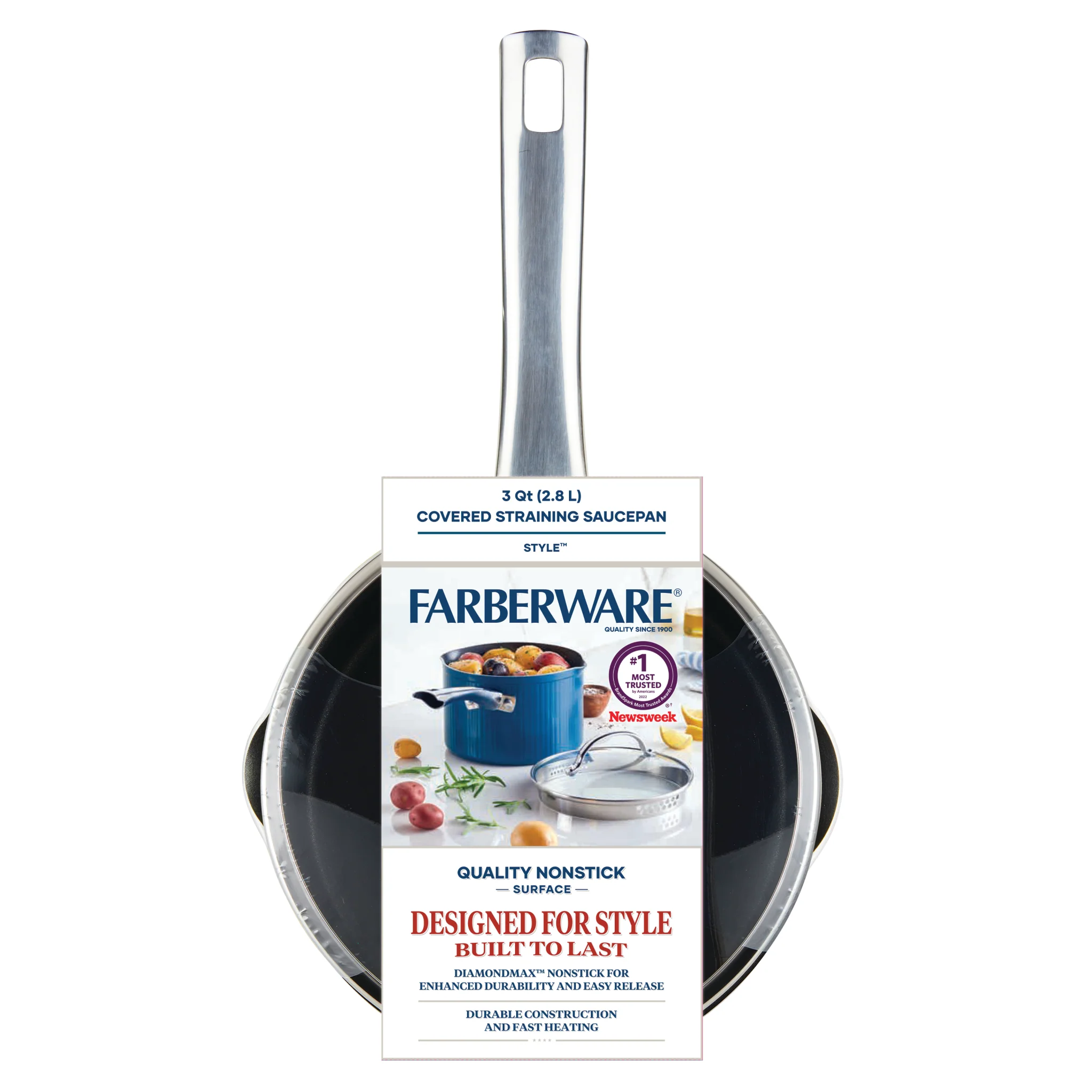 Style Nonstick Cookware Straining Saucepan with Lid, 3-Quart - Image 10